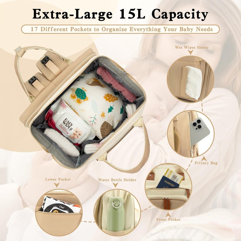 DERJUNSTAR Store Large Diaper Bag Backpack, Baby Dipaer bag with Insulated Bottle Holders, USB Charging Port, Travel Diaper Backpack for Mom & Dad - Image 2